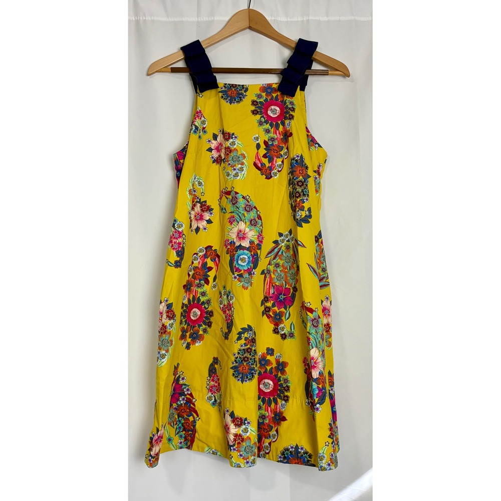 Maeve Anthropologie Yellow Floral Paisley Mini Shift Dress Twee Cottage Artsy